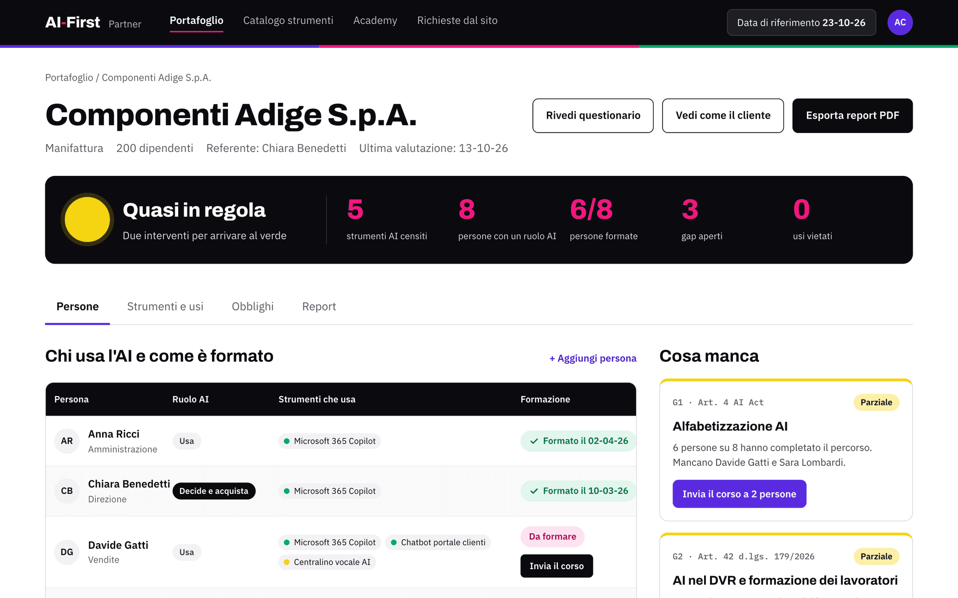 Schermata: Registro AI